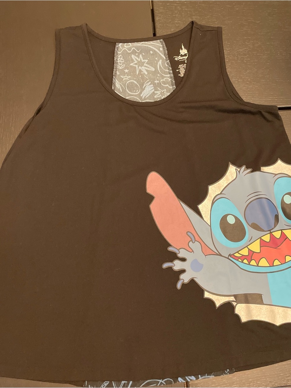 Disney Black Tank Top with Colorful Stitch Graphic